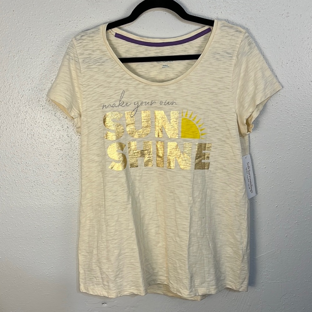 Soft surroundings make your own sun shine shirt size medium 100% organic cotton